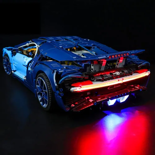 Vista 4 de T-Club Kit de luz LED para (Bugatti Chiron), kit de iluminación compatible con Lego 42083