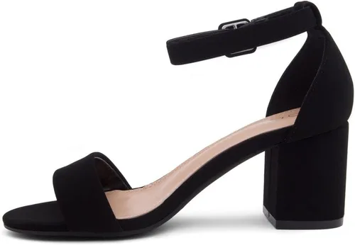Vista 4 de Shoe Land SL-Romina - Sandalias de tacón bajo grueso para mujer, puntera abierta, correa al tobillo, tacón de bloque, para graduación, boda, fiesta