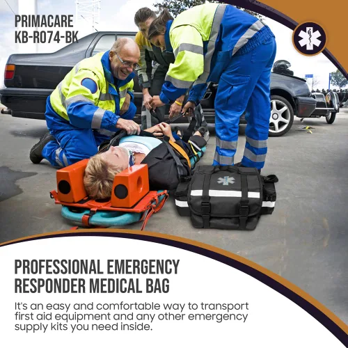 Vista 5 de Primacare KB-RO74-BK Bolsa de trauma de primera respuesta, 17 x 9 x 7 pulgadas, negro, organizador de suministros médicos EMT/EMS con separadores