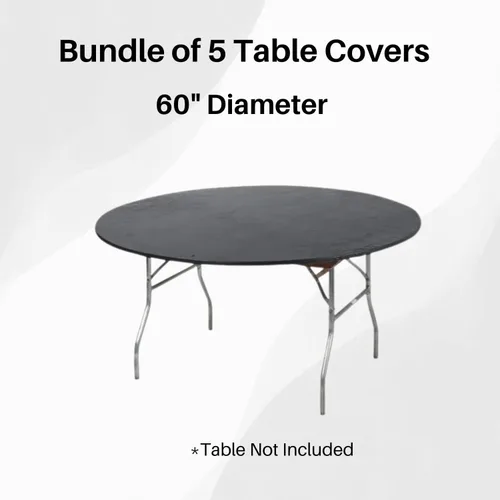 Vista 2 de Kwik-Covers Cubiertas redondas de plástico ajustables de 60 pulgadas, paquete de 5 (negro)