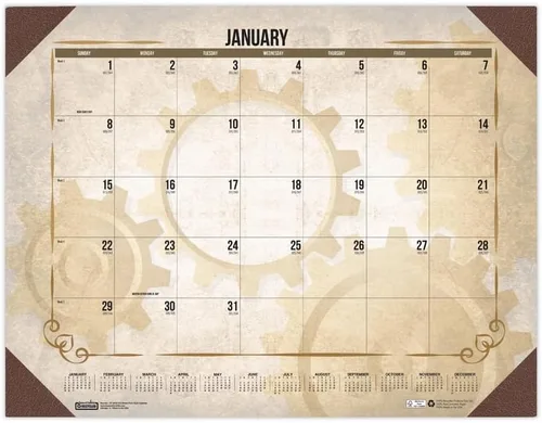 Vista 3 de House of Doolittle 22 pulgadas x 17 pulgadas 12 meses (enero-diciembre) 2026 calendario de escritorio vintage reciclado, obras de arte vintage