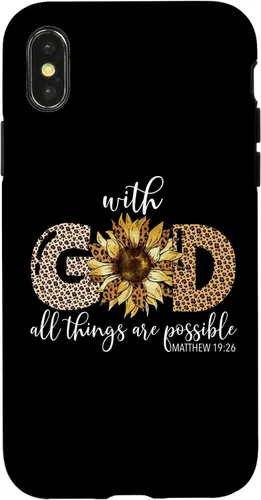 Vista 5 de iPhone 16 With God All Things Are Possible Leopard Sunflower Faith Case
