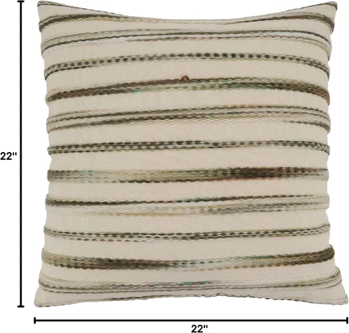 Vista 4 de SARO LIFESTYLE Ambrosia Collection - Almohada con diseño de rayas con relleno de plumón, 22 pulgadas, multicolor