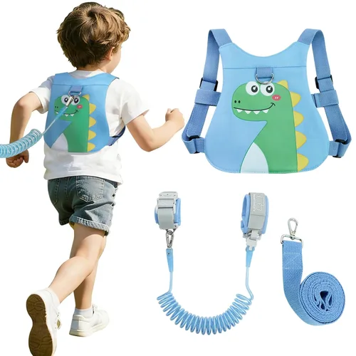 Vista 7 de Correa de arnés para niños pequeños, correa de seguridad 4 en 1 con patrón de dinosaurio, correa ajustable para niños y niñas, evita que se caigan