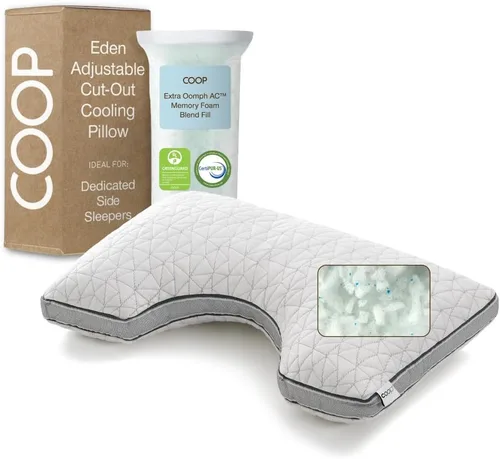 Vista 12 de Coop Home Goods Cool+ - Almohada ajustable, almohadas de espuma viscoelástica en forma de tamaño Queen Plus con gel refrescante, para espalda