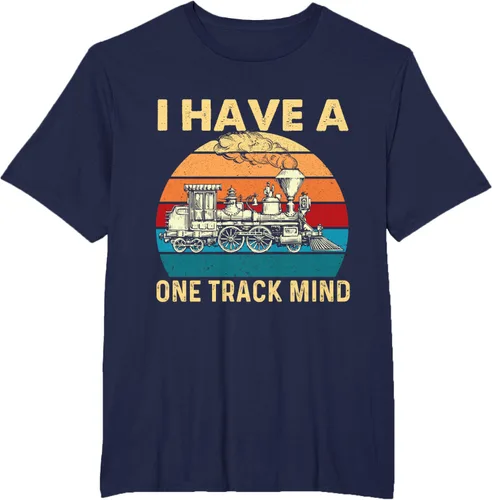 Vista 53 de Camiseta con texto en inglés "I Have A One Track Mind - Trainspotter Model Train Railroad, Negro, S