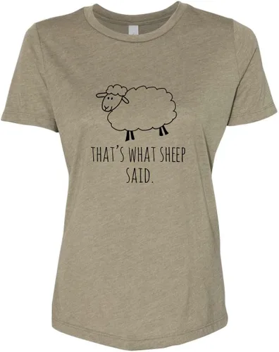 Vista 9 de Cute Women's Screen Printed Crew Neck Tee, Shirts With Sayings, Dusty Blue or Olive