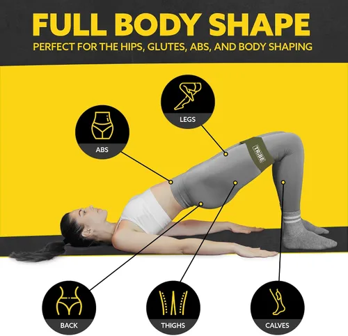 Vista 4 de Tribe Lifting - Bandas de resistencia de tela para glúteos y piernas Juego de 5 bandas de tela para entrenamiento Bandas gruesas de glúteos