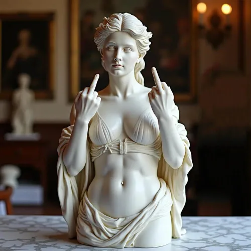 Vista 2 de Venus con estatua de actitud, figura de resina de dedo medio sin complejos, decoración de arte moderno atrevida para el hogar y la oficina, estatua