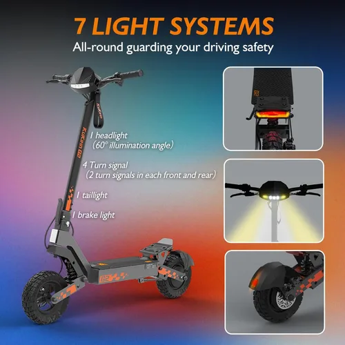 Vista 6 de KUKIRIN - Patinete eléctrico G4/G2 para adultos, rango de 47 millas, motor potente de velocidad de 43 MPH de 2000 W, neumáticos todoterreno de 11