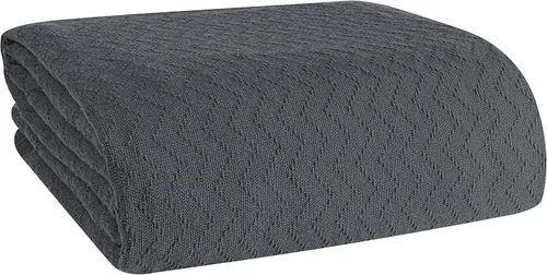 Vista 10 de BELIZZI Home - Manta de cama 100 % algodón, transpirable, térmica tamaño individual, suave manta térmica de cheurón de 60 x 90 pulgadas, manta
