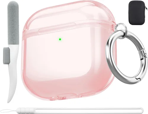 Vista 30 de Valkit - Funda transparente protectora para estuche de AirPods, con llavero, poliuretano termoplástico suave, a prueba de golpes, compatible