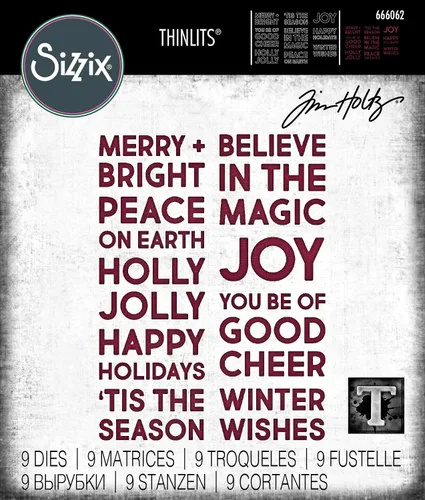 Vista 3 de Sizzix Juego de troqueles Thinlits 9PK Bold Text Christmas por Tim Holtz 666062 Capítulo 4 2022