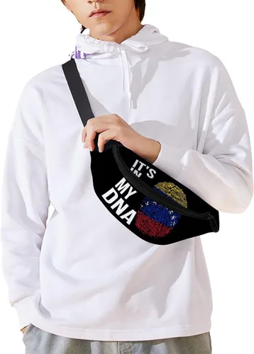 Vista 8 de It's in My DNA - Riñonera con la bandera de Venezuela para hombres y mujeres, bolsa deportiva con diseño de estampado cruzado