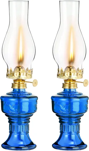 Vista 11 de 2 lámparas de aceite de cámara para uso en interiores, lámpara vintage de queroseno, linterna rústica de queroseno para huracán con mecha de fuego