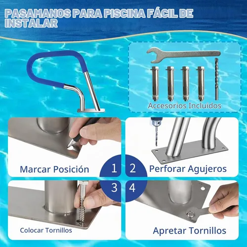 Vista 6 de Barandilla de piscina enterrada de 30x22 con cubierta, barandilla de piscina 304SS para piscina