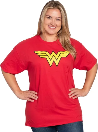 Vista 5 de DC Comics Wonder Woman - Camiseta de talla grande con logotipo estampado gráfico de disfraz 100% algodón