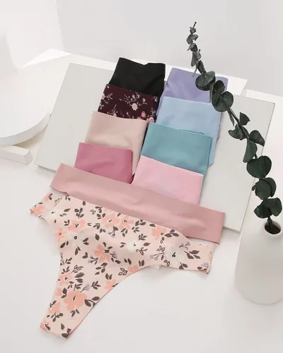 Vista 6 de ROSYCORAL Paquete de 10 tangas sin costuras para mujer, transpirables, de tiro bajo, invisibles, hipster, tanga, invisibles, tallas XS-XL