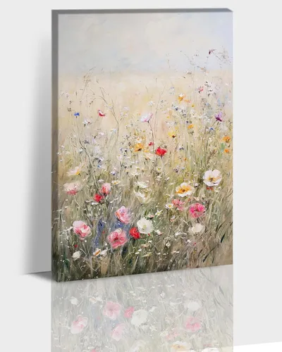 Vista 10 de Hzddty Lienzo de flores rojas de amapola para pared, pintura floral abstracta para paredes, imágenes de flores con estampado floral, decoración