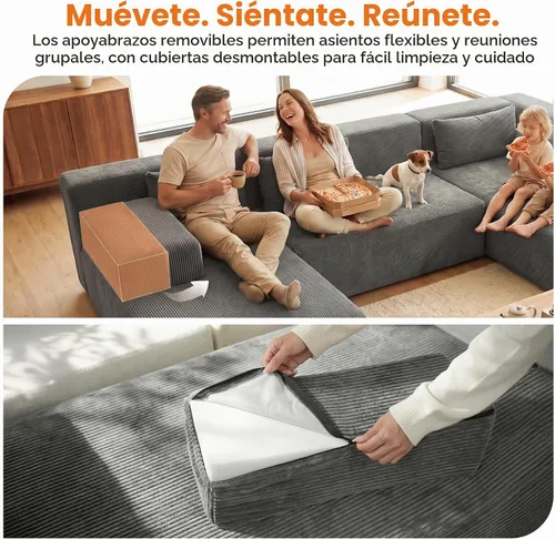 Vista 6 de MONVANE Sofá modular modular en forma de U de 141 pulgadas, gris ceniza