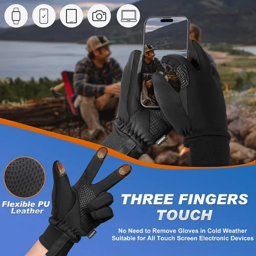 Vista 3 de Sukeen Guantes cálidos de invierno para hombres y mujeres, guantes de invierno antideslizantes para pantalla táctil para hombres, ciclismo, correr
