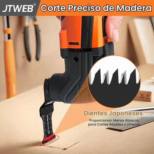 Vista 3 de JTWEB Hojas de sierra oscilantes de dientes japoneses de madera, 10 cuchillas multiherramienta con borde en forma de arco para madera, plástico 10