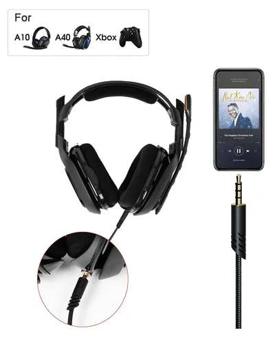Vista 5 de Cable de repuesto para auriculares Astro A40 compatible con Astro A40, cable de audio silencioso en línea para auriculares Astro A10/A40/A40TR
