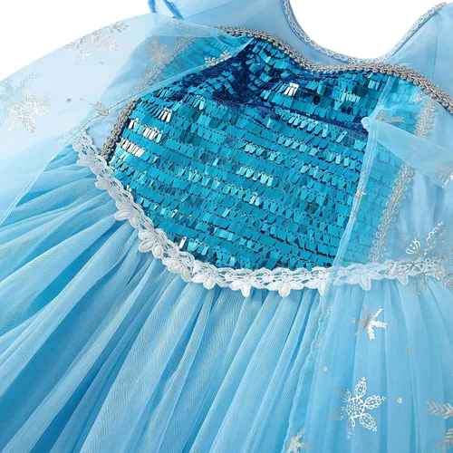 Vista 5 de Aoiviss Elsa Costume for Girls Frozen Princess Dress Birthday Halloween Cosplay