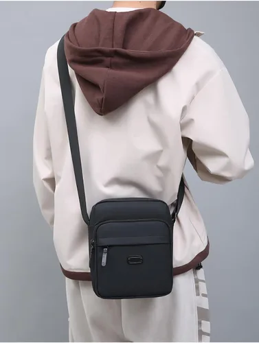 Vista 2 de Nepena Bolso cruzado para hombre, bolso bandolera de cuero para hombre, bolso pequeño para hombro, para viajes, trabajo al aire libre
