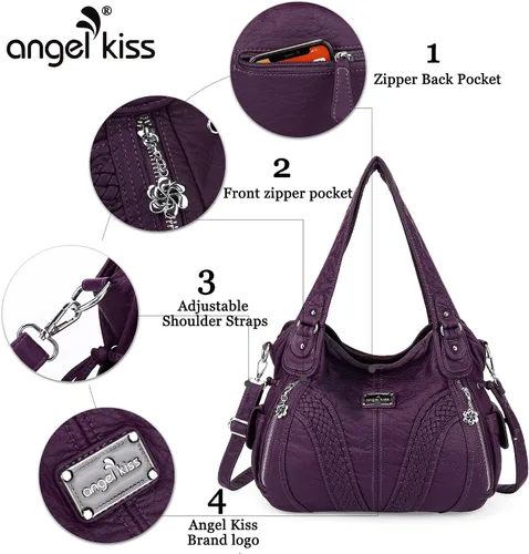 Vista 4 de Monederos y bolsos de mano de moda para mujer, bolsos de hombro con asa superior, bolsos de cuero sintético