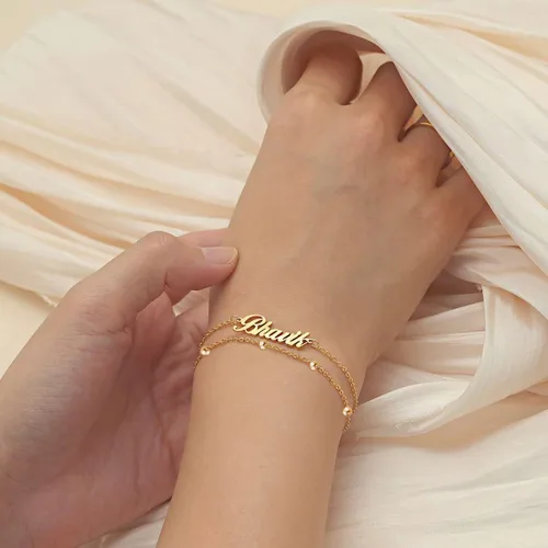 Vista 5 de DayOfShe - Pulsera de barra de nombre personalizada de acero inoxidable, grabado a medida, para parejas