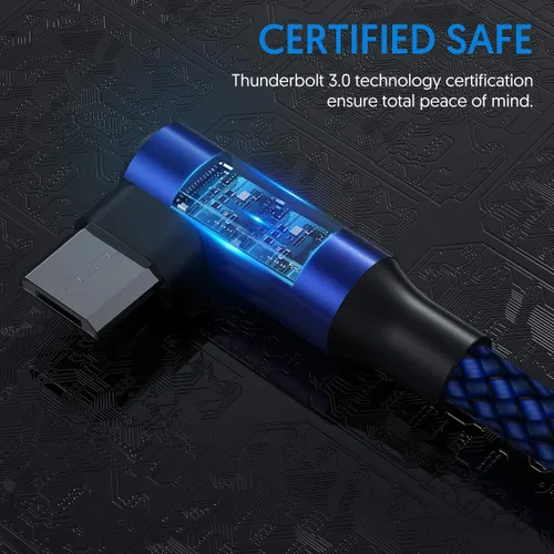 Vista 2 de EWUONU Cable micro USB de 90 grados paquete de 2 6.6 pies para Fire 7 HD8, tabletas Samsung, Galaxy S7 S6 Edge J8 J7, Xbox One, controladores PS4