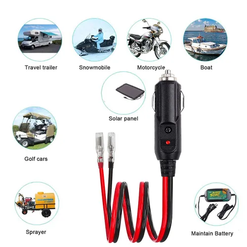 Vista 6 de Cable adaptador de encendedor de cigarrillos macho de 12 V, 24 V, resistente, 14 AWG, paquete de 2, enchufe macho para encendedor de cigarrillos
