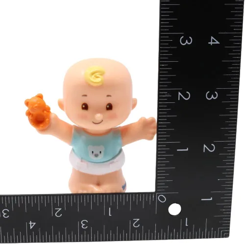 Vista 7 de Pieza de repuesto para Fisher-Price Little People Snuggle Twins Playset - GKP68 ~ Repuesto Twin Boy con rizo rubio en camisa azul con figura de oso