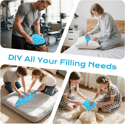 Vista 5 de Relleno de puf, relleno de espuma viscoelástica triturada de 5 libras, relleno de silla de puf, recarga de relleno para puf, relleno de saco