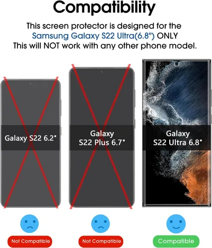 Vista 2 de amFilm Protector de pantalla de vidrio para Samsung Galaxy S22 Ultra, curvado 3D con tecnología de dispersión de líquidos, diseñado para lector