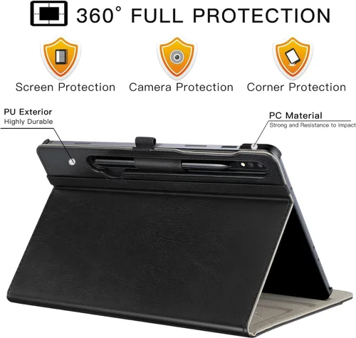 Vista 3 de ZtotopCases Funda para Samsung Galaxy Tab S10 Plus Case 2024/S9 Plus/S9 FE Plus 5G 12.4 pulgadas 2023, funda de piel sintética premium con correa