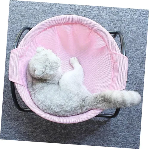 Vista 3 de Mikikit Hamaca transpirable para gatos, marco de hierro extraíble para gatos y perros pequeños, fácil de limpiar y mantener