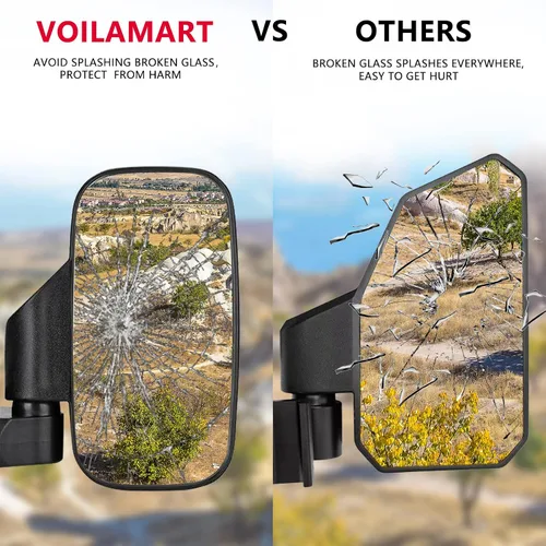 Vista 4 de Motobiker Espejos Laterales UTV con Jaula de Barra Antivuelco de 1.75" o 2" Pulgadas, Espejo Lateral de Vista Trasera Ajustable Compatible