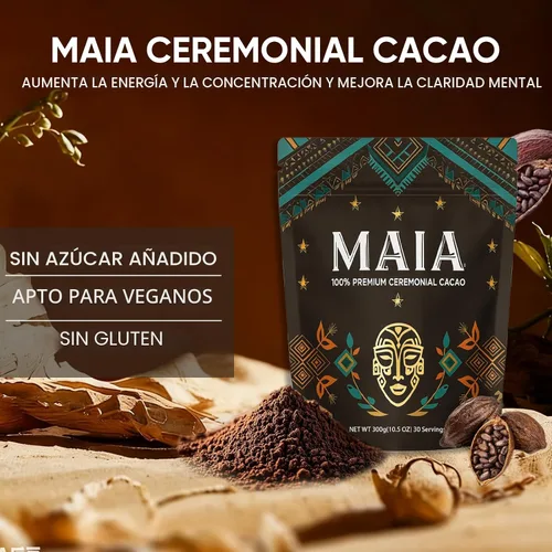 Vista 5 de Cacao ceremonial Maia, con flavanol, nattoquinasa, teobromina, magnesio y mezcla de flavonoides naturales, apoya la circulación, la salud arterial