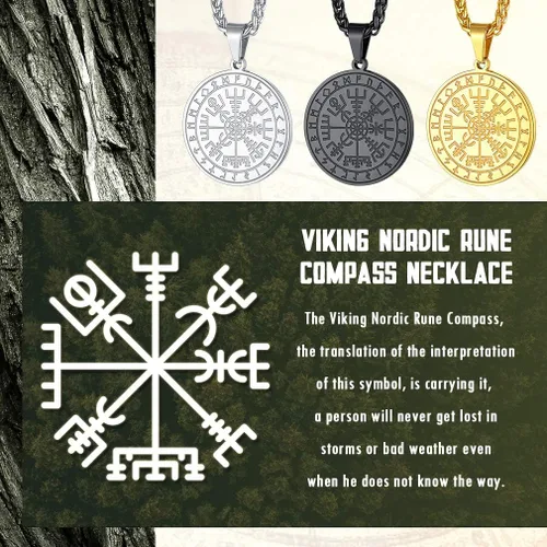 Vista 4 de FaithHeart Viking Medal Necklace for Men Sturdy Stainless Steel Pendant Necklaces Retro Norse Mythology Jewelry with Gift Box