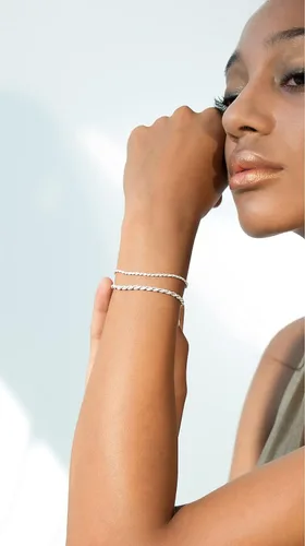 Vista 4 de Miabella Solid 925 Sterling Silver Italian 2mm, 3mm Diamond-Cut Braided Rope Chain Bracelet for Women Men, Made in Italy