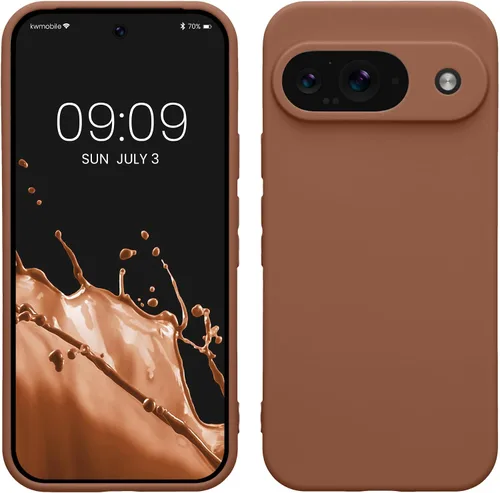 Vista 226 de kwmobile Funda compatible con Google Pixel 9 - Funda protectora delgada de TPU para teléfono - Acabado mate suave - Piedra antigua