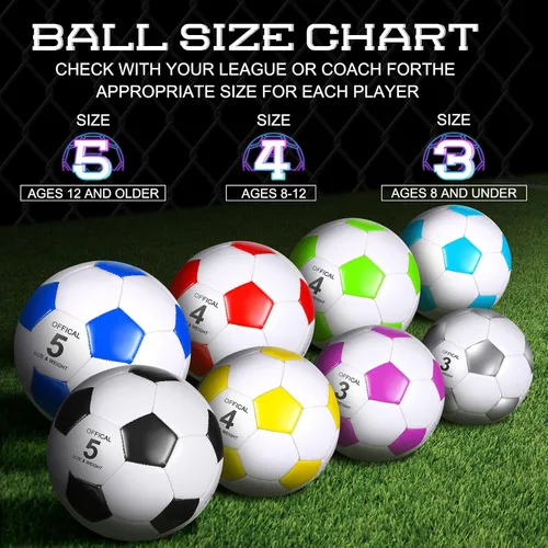 Vista 3 de HyDren 8 pelotas de fútbol a granel con bomba desinflada, tamaño oficial, pelota de fútbol deportiva para niños y adultos, juego para interiores