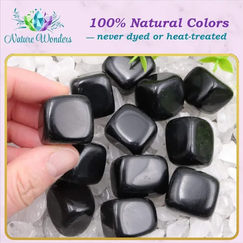 Vista 4 de NatureWonders - Obsidiana negra con 12 piedras curativas de color natural, acabado con cera de abejas, protección psíquica a tierra, liberación