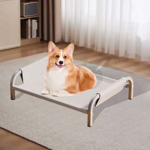 Vista 6 de Cama elevada para mascotas, cama elevada para gatos y gatos, resistente, transpirable, portátil, cómoda, hamaca para mascotas para gatos