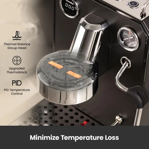Vista 3 de Gemilai Owl G3006 - Máquina de café expreso para el hogar, control de temperatura PID y cabezal de grupo comercial de 2.283 in, cafetera de acero