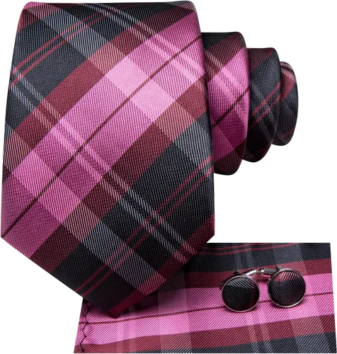 Vista 133 de Hi-Tie Corbatas de seda para hombre, diseño de cachemira a rayas, con bolsillo, gemelos cuadrados, conjunto formal de negocios