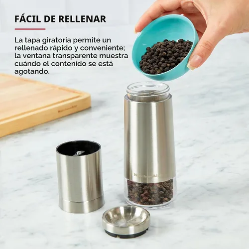 Vista 6 de KitchenAid Molinillo de pimienta lleno de acero inoxidable, 8 pulgadas