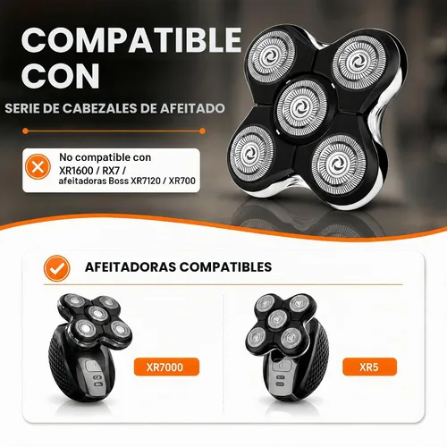 Vista 3 de Paquete de 2 cabezales de repuesto para afeitadora compatibles con Negro paquete de 2